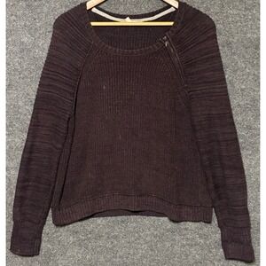 Victorias Secret Womens Burgundy Knit Sweater Shoulder Zipper Detail Size S